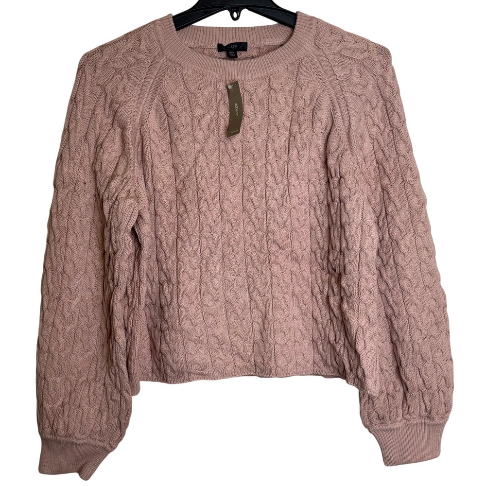 J.Crew Womens XXL Cable Knit Crewneck Sweater Pink AY824 NWT Chunky